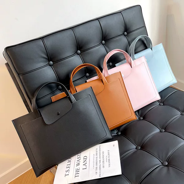Ins Korean Style Simple Casual Texture Women's Briefcase Can Add Color Logo Business Work Clothing Fashion Computer Bag