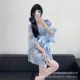 Japanese Style Soft Girl Cherry Blossom Print Kimono Nightgown Women's Nightgown Bow Waist Sexy Pure Private
