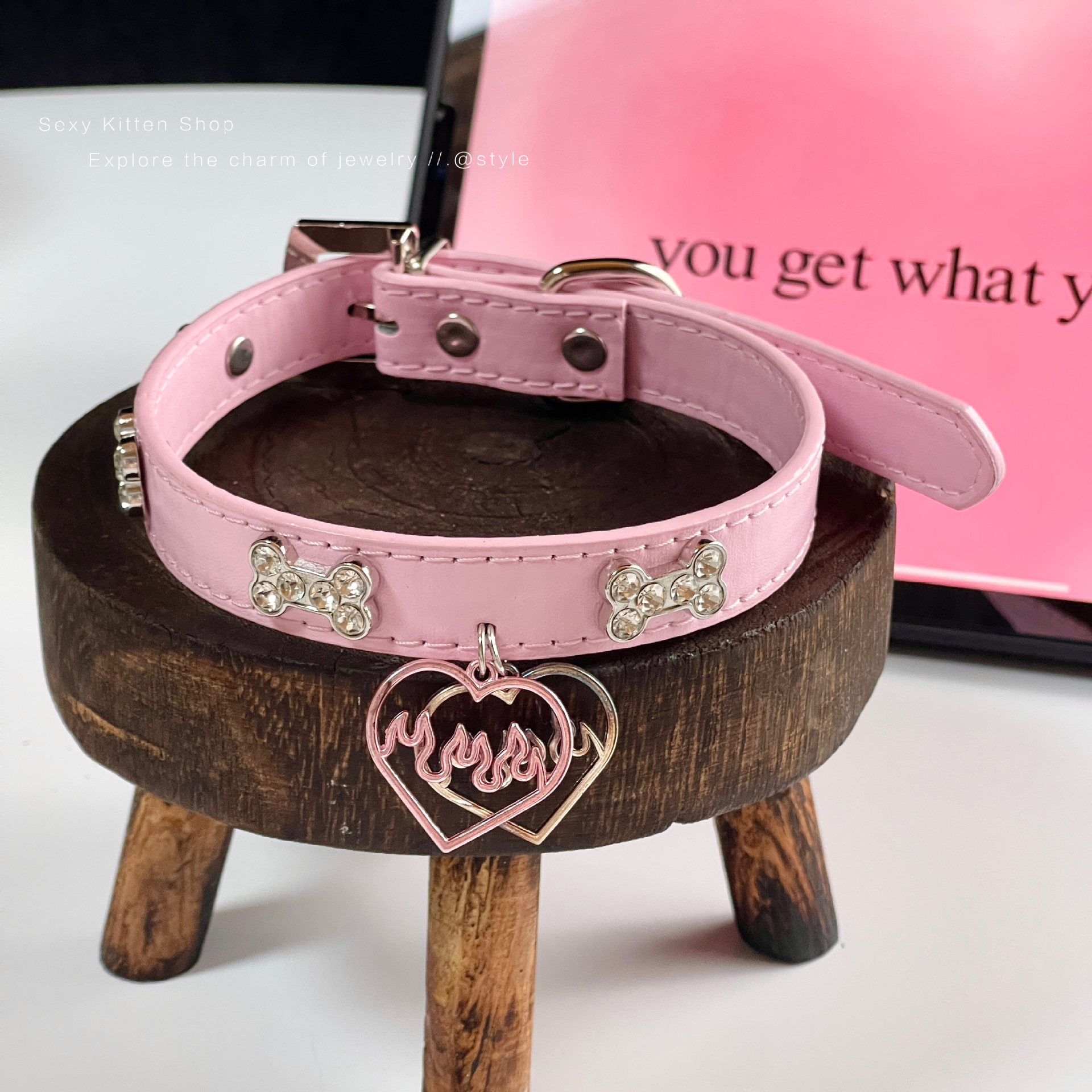 Collar de hueso, decoración de amor, collar, accesorios de cuello, accesorios de dopamina de subcultura, tocado de Hatsune Miku estilo Y2k