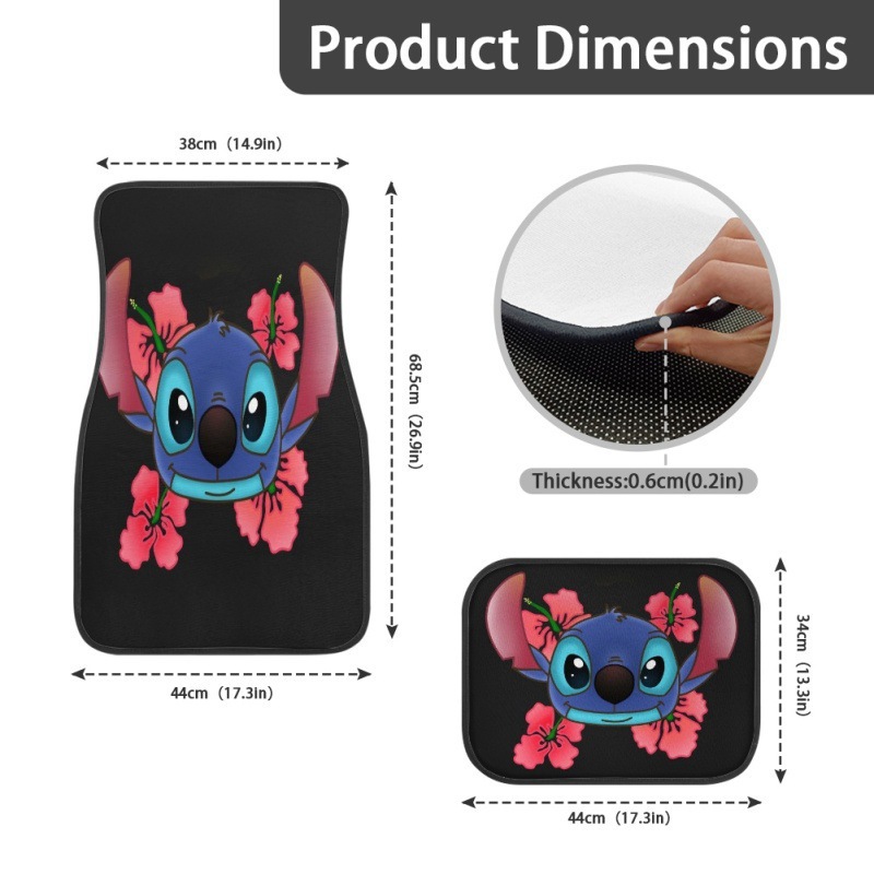 Hot-Selling Stitch Printed Car Floor Mats for Front and Rear Seats, Custom Design with Personalized Prints