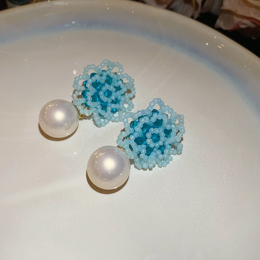 27 perlas de vidrio de aguja de plata, perlas de arroz, perlas de flores, pendientes