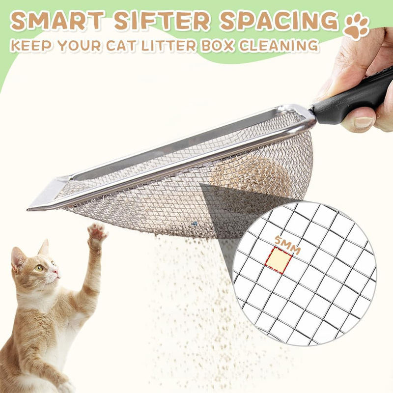 跨境现货不锈钢铲子矿砂芦丁鸡漏勺宠物用品塑料柄猫砂铲神器|undefined