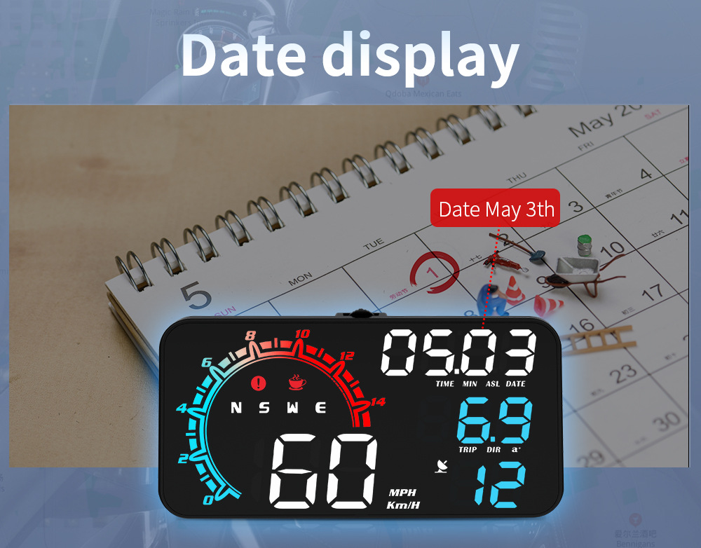 Cross-border universal HUD head-up display for cars, GPS speed, time, date, altitude, compass head-up instrument G11