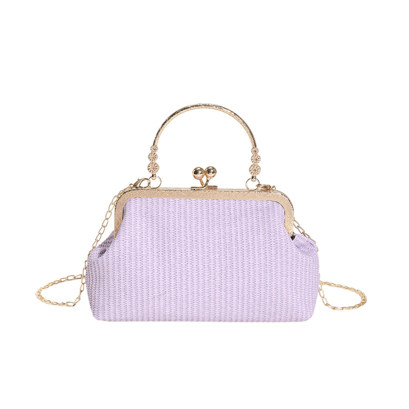 Chanel estilo cadena de metal bloqueo bolso de noche elegante moda perla Shell bolsa francés nicho bolso para las mujeres