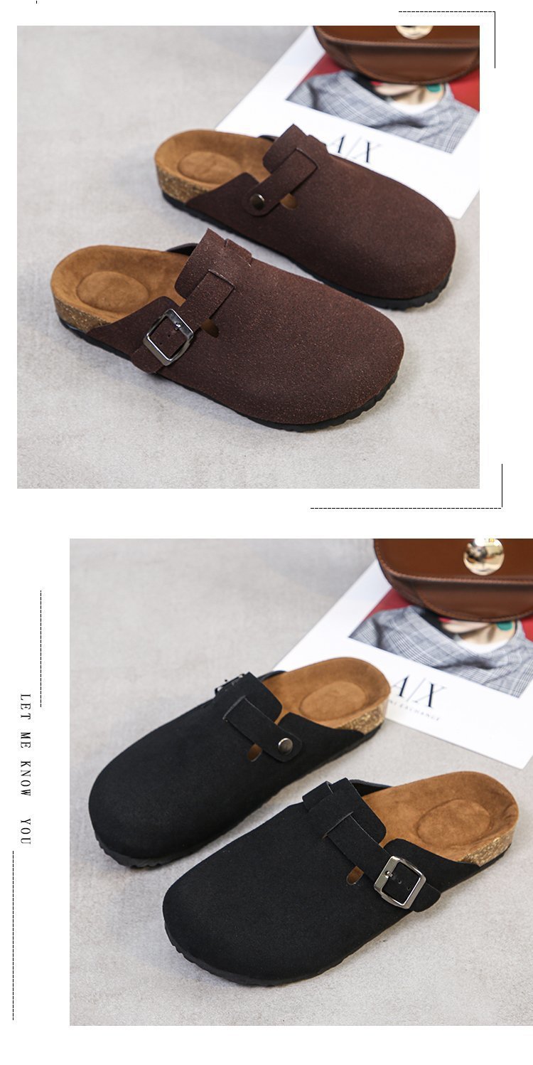 Spring 2021 European and American retro Baotou half-slipper women's cork flat flat large size casual one-step lazy lady's slipper undefined