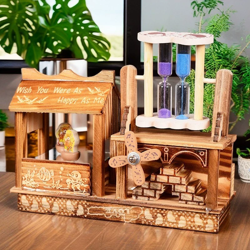 60-236 Песочные часы Музыкальная шкатулка Зеркало 2 танцующих медведя Песочные часы