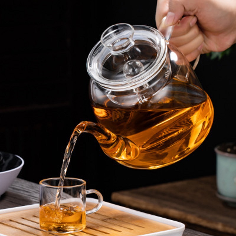 Fábrica al por mayor tetera de vidrio de alta borosilicato material tetera de cocina olla de energía de gran capacidad estufa de cerámica eléctrica tetera de flores y hierba