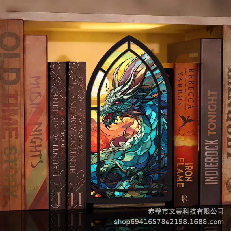 Cross-Border New Product Book Nook Fantasy Dragon Book Corner Wooden Bookend Ornament Decoration Gift for Book Lovers