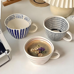 手描きのシンプルな大容量カップ陶磁器家庭用朝食カップ