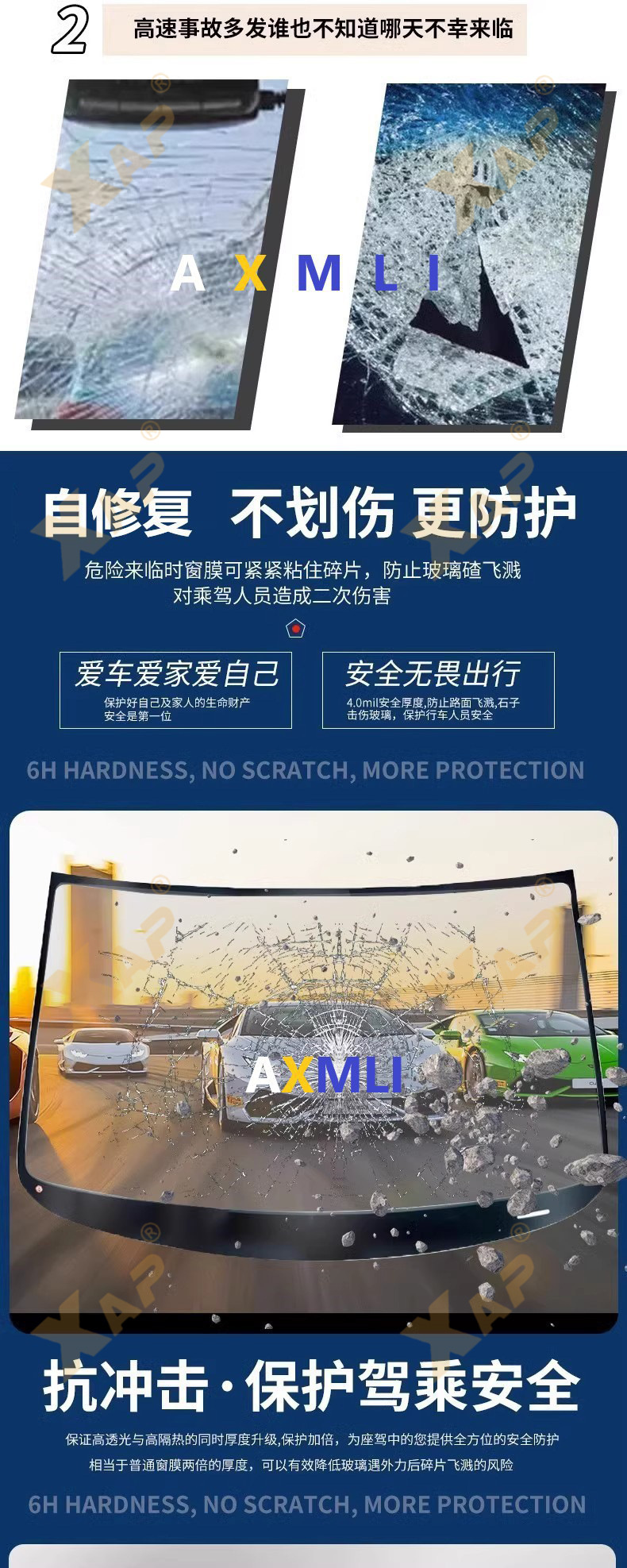 Cross-border Transparent Self-healing Safety Window Film Car Front Window Glass Sunscreen Scratch-resistant TPU Glass Armor Film