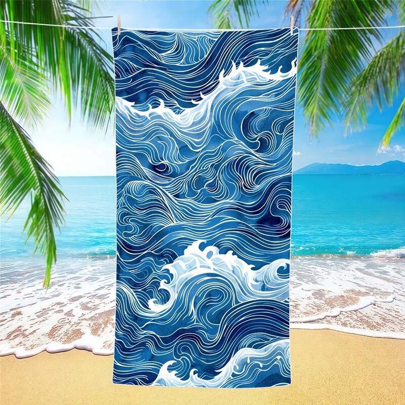 Amazon Dropshipping Jit Abstract Wave Microfiber Beach Towel - Quick-Drying Outdoor Towel