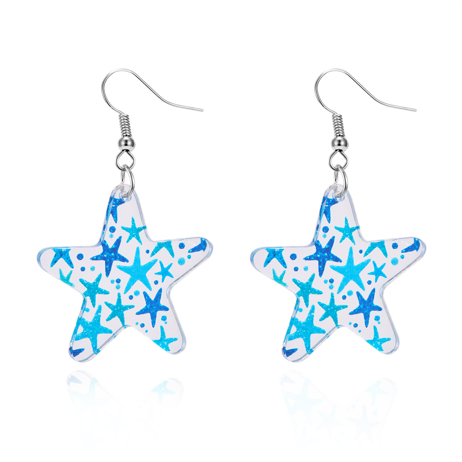 11g Weight Alloy Ear Needle Material Drop Earrings Classification 1 Pair Quantity Holiday, Daily Occasion Acrylic Material Starfish Pattern Spring&Summer Season Women's Gender Plating Design Vacation, Classic Style Style 1 Pair Vacation Classic Style Starfish Plating Acrylic Drop Earrings 5