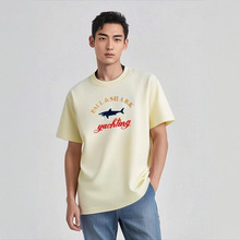 短袖打底衫圆领盐系男士T恤夏季夏装鲨鱼男装纯棉时尚百搭半袖