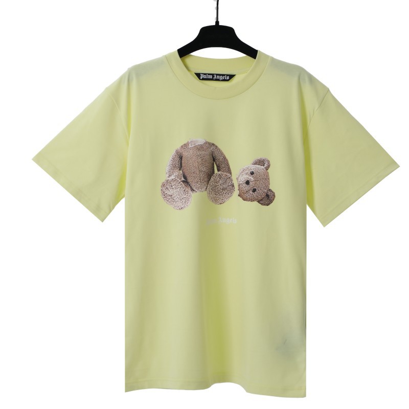 Versión correcta pa marca de moda oso roto manga corta palmera High Street ins oso de peluche tiburón hombres y mujeres pareja camiseta