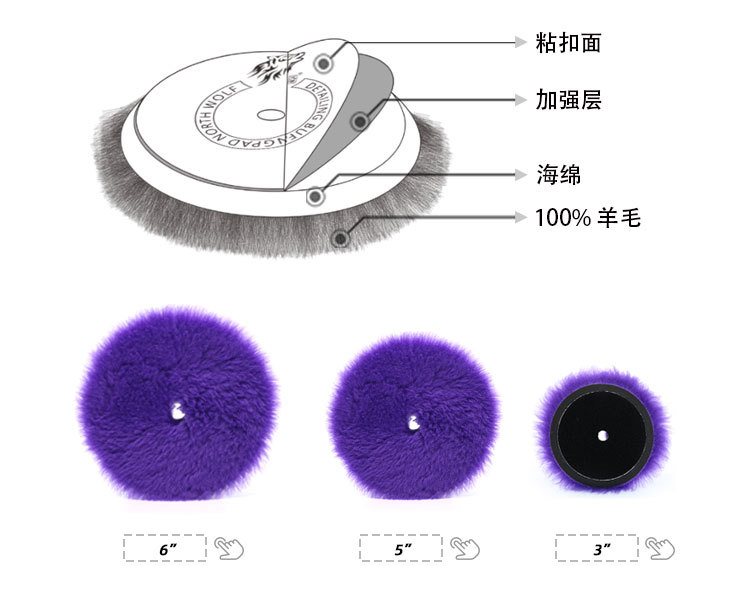 Beilang Car Polishing Wool Disc Three-In-One Purple Wool Paint Scratch Repair Polishing Disc Resistant Polishing Wool Wheel