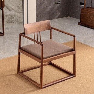 Solid wood round chair new Chinese style Elm master chair modern leisure tea room high-end Zen armchair Tea chair