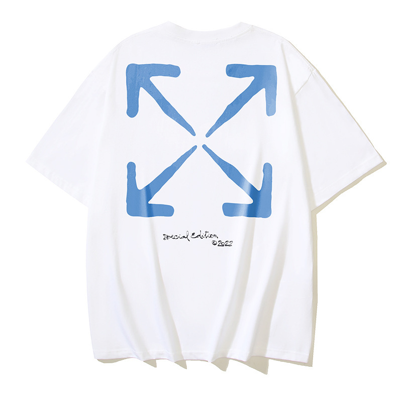 25Ss European and American Cross-Border Beauty Trend High Street Off-White High-Quality Printed Graffiti Loose Short-Sleeved T-Shirts for Men and Women
