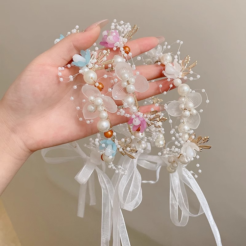 Tocado de la corona de los niños de la princesa Mori Garland Super Hada de la boda de la flor del tocado de La Flor de la diadema de la muchacha exquisita diadema horquilla