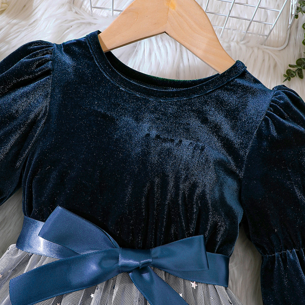 EW – vêtements pour enfants, nouveau produit pour filles, robe de princesse en maille dégradée de velours, automne et hiver, Q1403-C_voghion.com