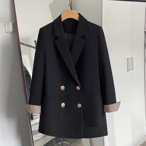 Spring and autumn new style casual coat for women, Korean style black fried street small suit, Internet celebrity temperament small suit