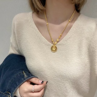 Real Gold-plated Strong Color-retaining Ancient Sands Gold Burned Blue National Tide Zaji Ram Yellow God of Wealth Pendant Spacer Broken Bead Woolen Chain