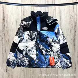 蒙口羽绒服立领轻薄Padded Corduroy男女款条纹羊毛拼接夹克外套