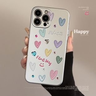 Ins Electroplated Love Diy Sticker for iphone16 Super Fire 15promax Apple 13 Phone Case 14 Full Package