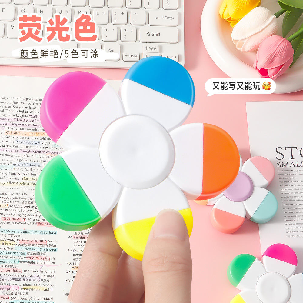 Dedo punta giroscopio mini resaltador colorido graffiti pluma estudiante descompresión interesante papelería resaltador conjunto