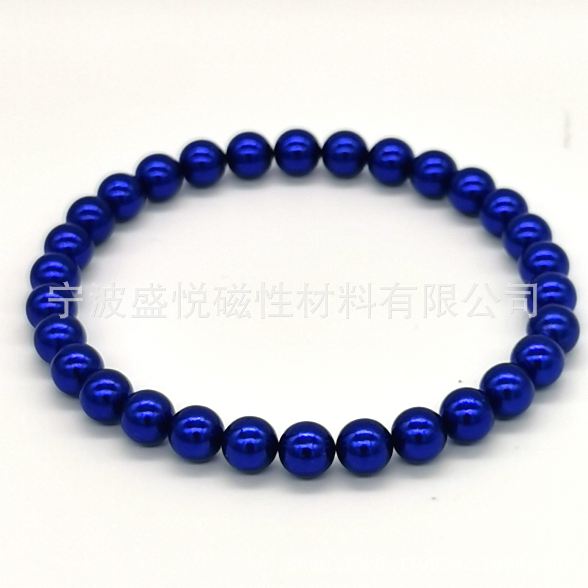 厂家供应磁灸石稀土无绳项链  艾灸石能量石  D7mm宝石蓝磁性项链