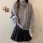 外穿宽松不规则高领针织衫