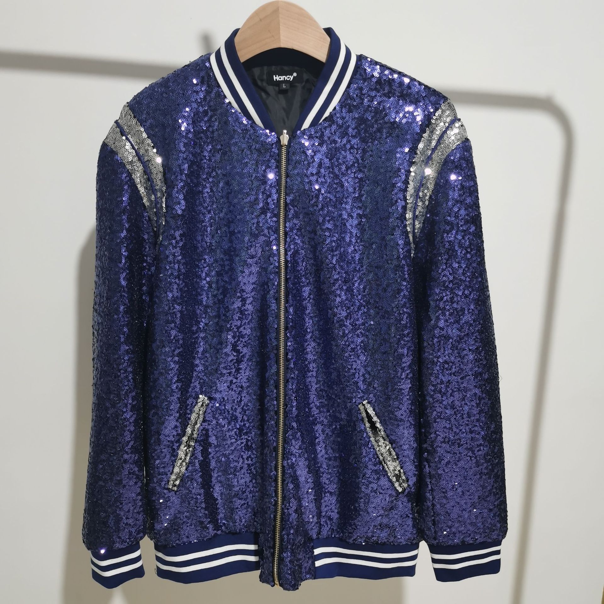 Mens Classic Jacket men's sequin jacket flying jacket shirt baseball uniform male 3