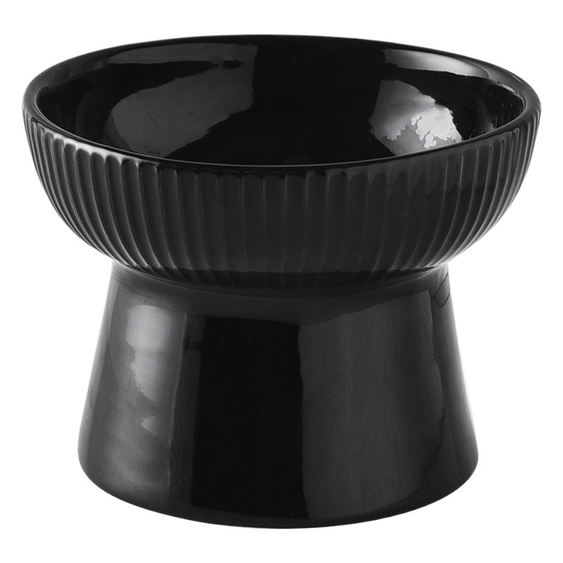 Gato Tazón tazón de cerámica antidetonante Cuenca del gato protectora cervical columna vertebral gato tazón de comida para mascotas tazón negro tazón para beber perro tazón de arroz pierna alta