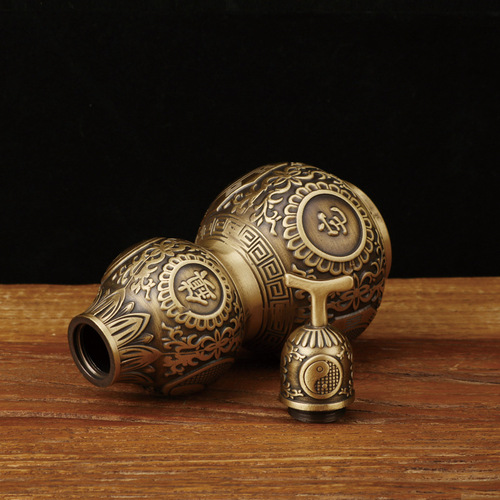 Manufacturer wholesale open lid copper gourd machine pressed gourd ornaments copperware crafts wholesale