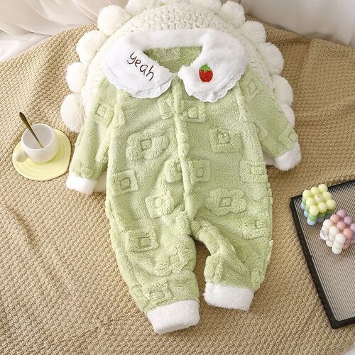 Baby Bodysuit for Boys Autumn and Winter Fleece Bodysuit for Girls Infant Bodysuit Climbing Suit Stylish 0 to 1 months Warm Sleeping Suit 2