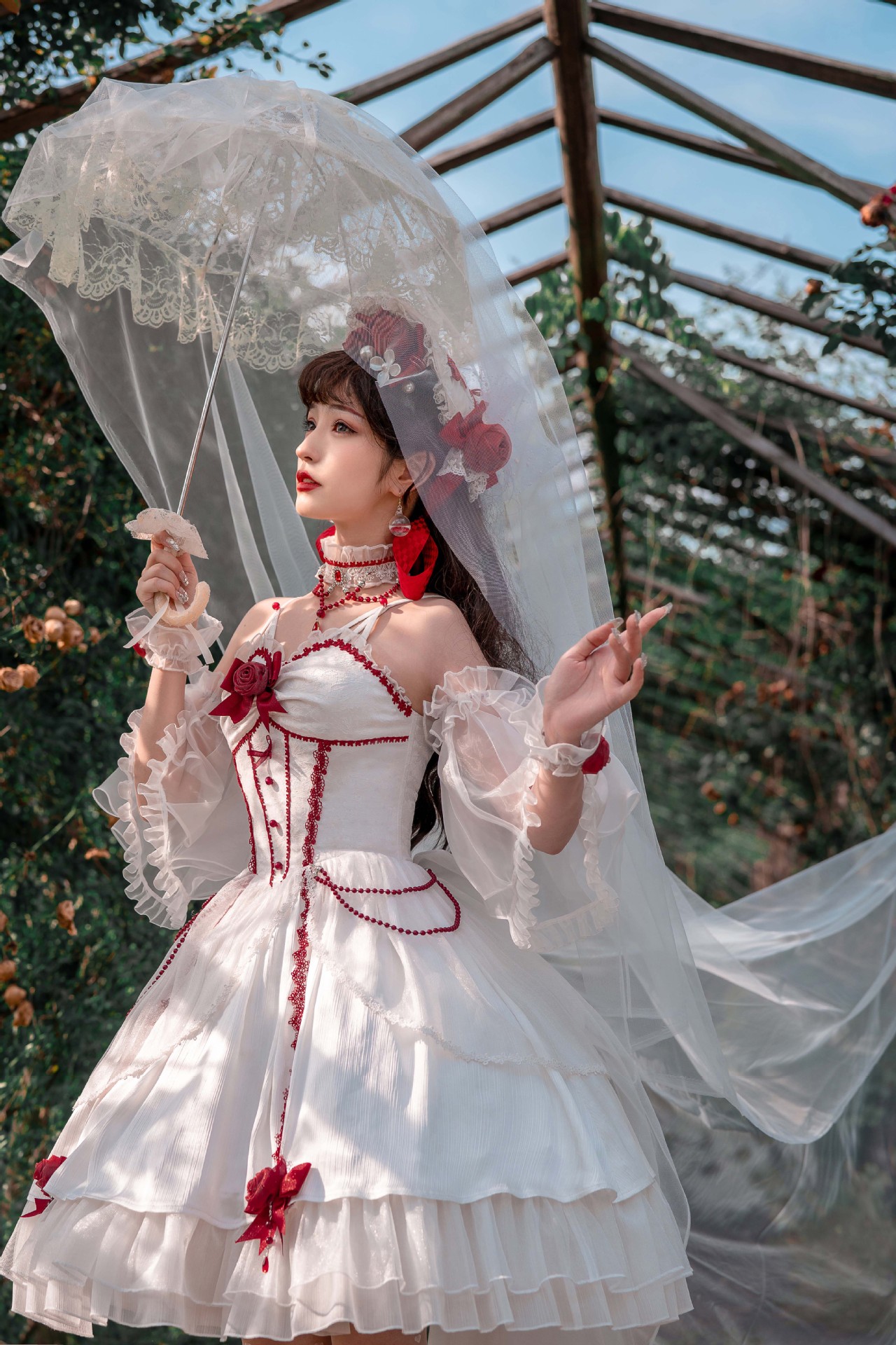 白皇后 纯色花嫁款JSK 原创茶会Lolita连衣裙-阿里巴巴