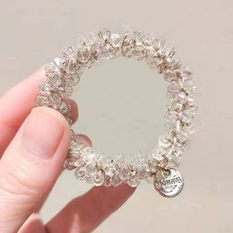 Bright white rhinestone hair circle