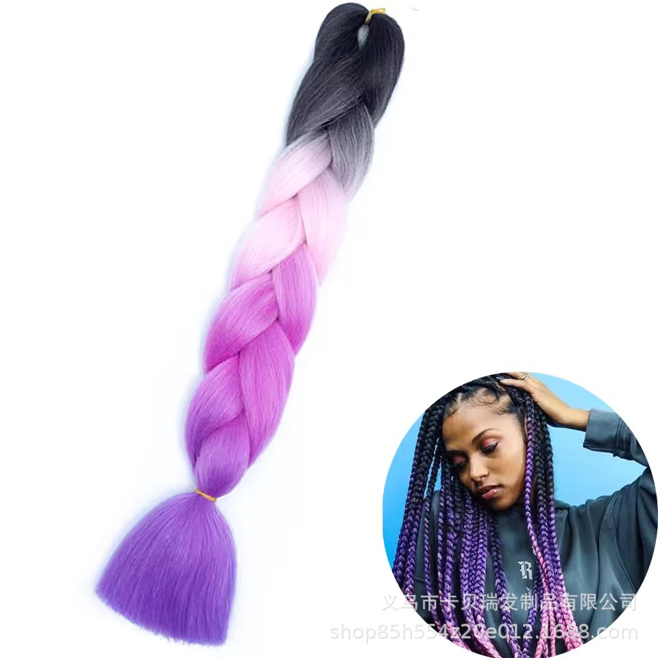 Xuchang pelucas al por mayor seda de alta temperatura teñido africano gran trenza jumbobraid fibra química colorida trenza sucia venta caliente