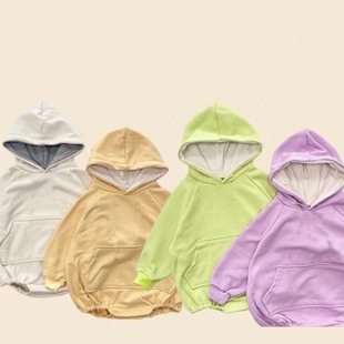 2023 Spring and Autumn New Baby Simple Joker Hooded Letter Ha Yi Climbing Clothes Children's Casual Pullover Jacket Wholesale