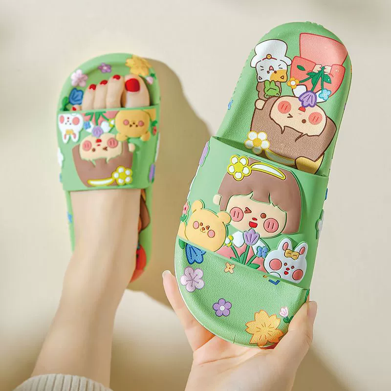 Тапки леди летом носить милый мультфильм в ванной комнате дома, противоскользящие новые милые сказочные сандалии
