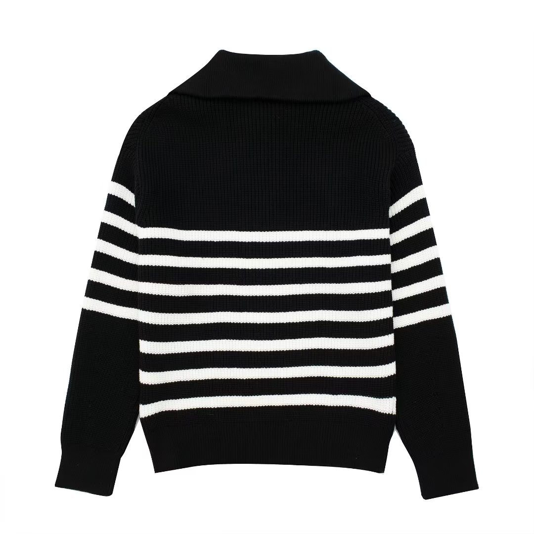 Women's Clothing Casual All match Open Collar Wool Sweater_voghion.com