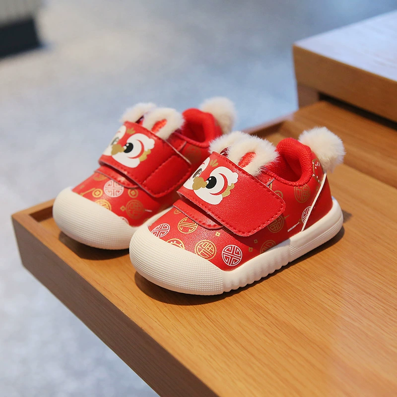 Весенняя и осенняя мягкая подошва с флисом нескользящая ходунка 1-2-3 года