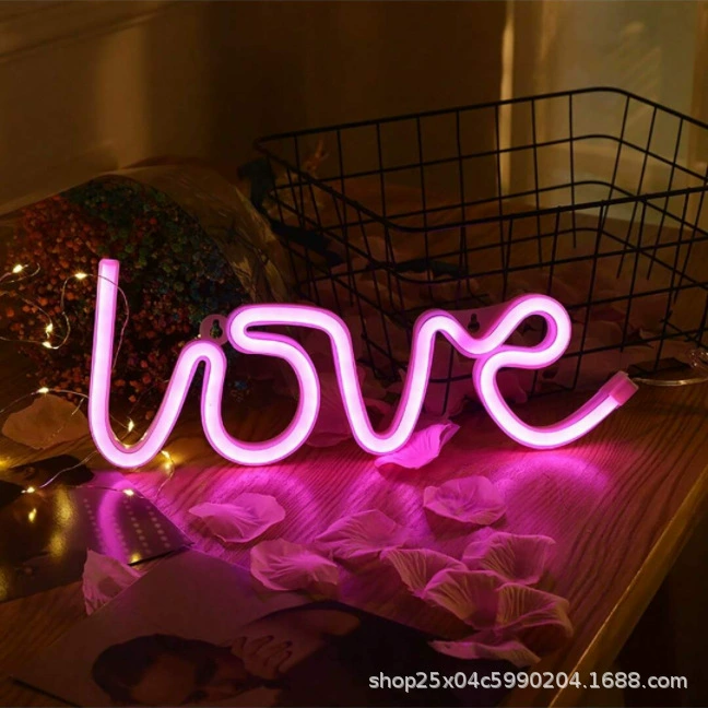 Новый товар LOVE неоновая лампа — признание/предложение, светодиодная декоративная подсветка для сцен, USB, аккумуляторный блок, в наличии