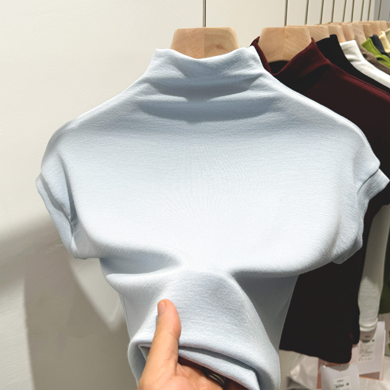 設計弾力底シャツ春秋半袖半高襟半袖底地デールモーダル修身tシャツ高襟|undefined