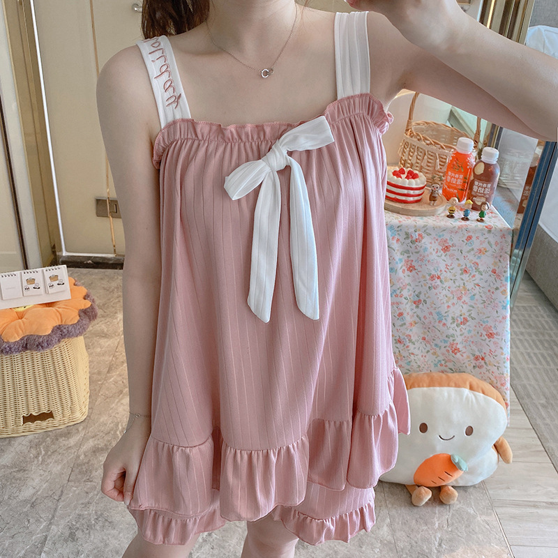 Suelta estilo coreano camisola pijamas de las mujeres verano fino ins estilo shorts pit leche seda lindo homewear traje