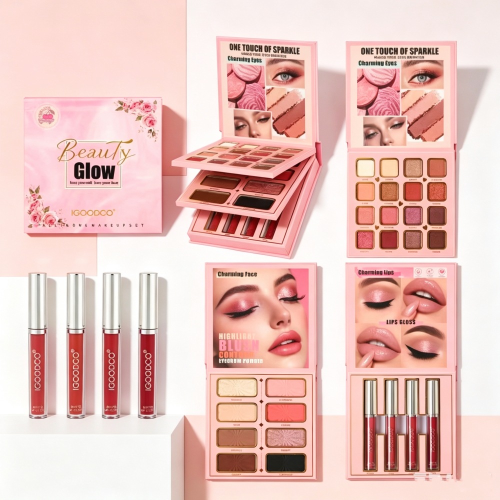 3-Page Book-Style Eyeshadow Palette with 28 Colors, Including Pearlescent, Matte, Highlighter, Blush, Contour, and Lip Gloss, Multifunctional Eyeshadow Makeup Palette