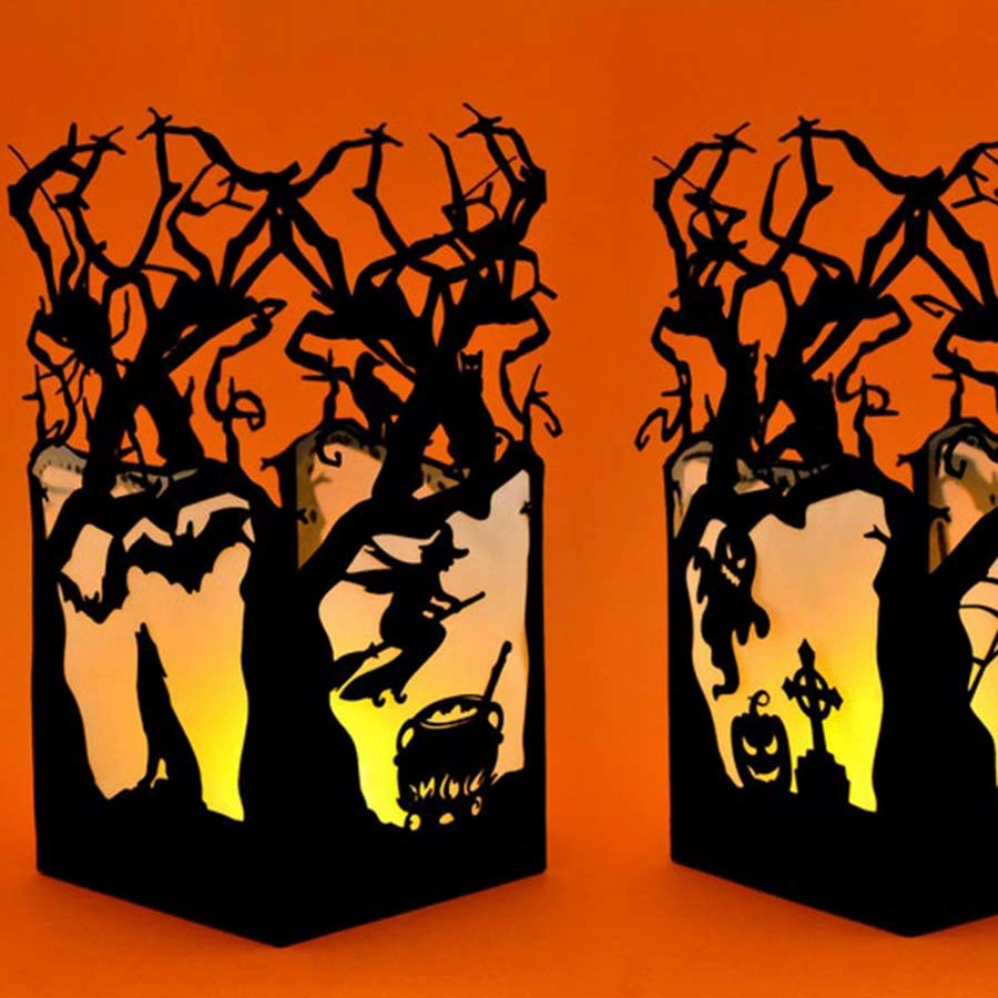 Хэллоуин летучая мышь открытый двор Творческий полый ночник украшение на Хэллоуин 3D Трехмерная резьба по бумаге украшение лампы