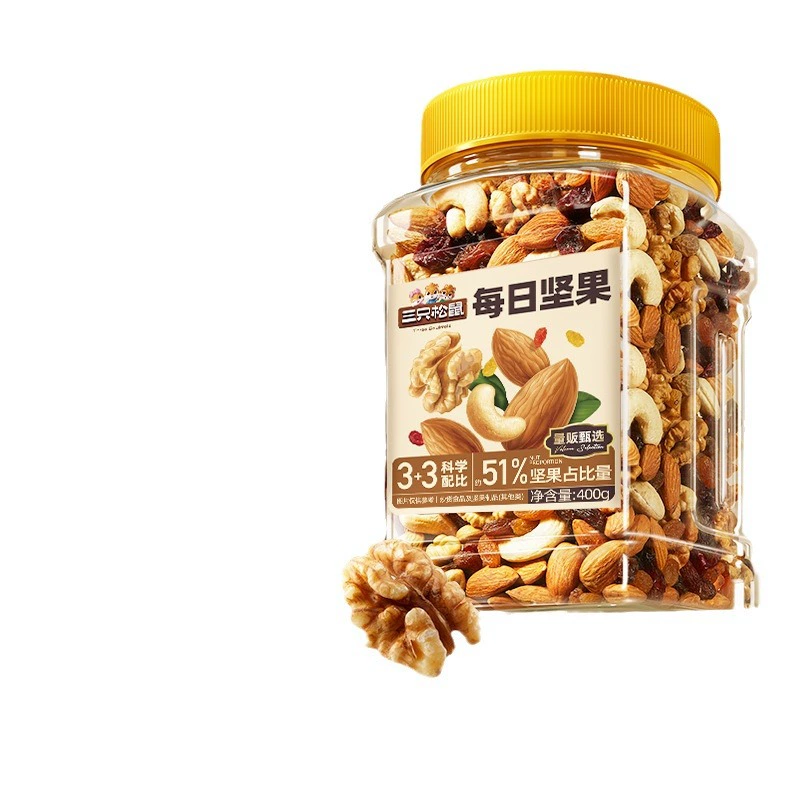 [Three Squirrels cans daily nuts 400g] Беременным женщинам полезная перекуска смесь орехов сушёных орехов