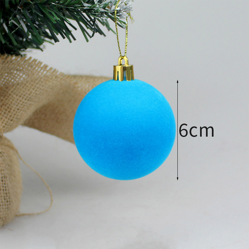 Bolas de Navidad flocadas 6CM / 12pcs flocadas bolas de Navidad decoraciones navideñas fábrica tienda directa Navidad
