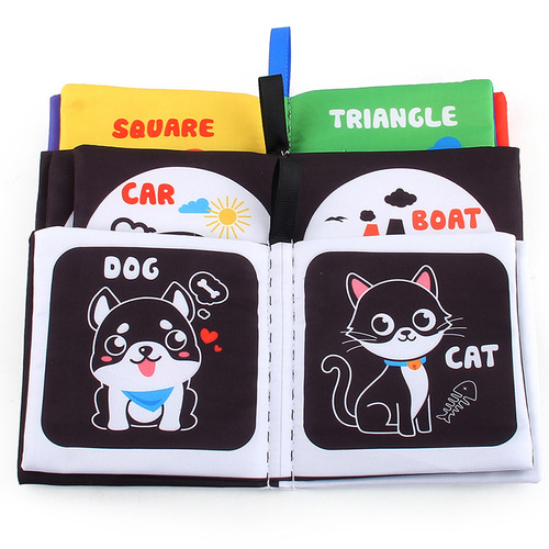 Foreign trade supply source baby cloth book tear-proof black and white cloth book for infants and toddlers with sound paper cloth book factory direct sale