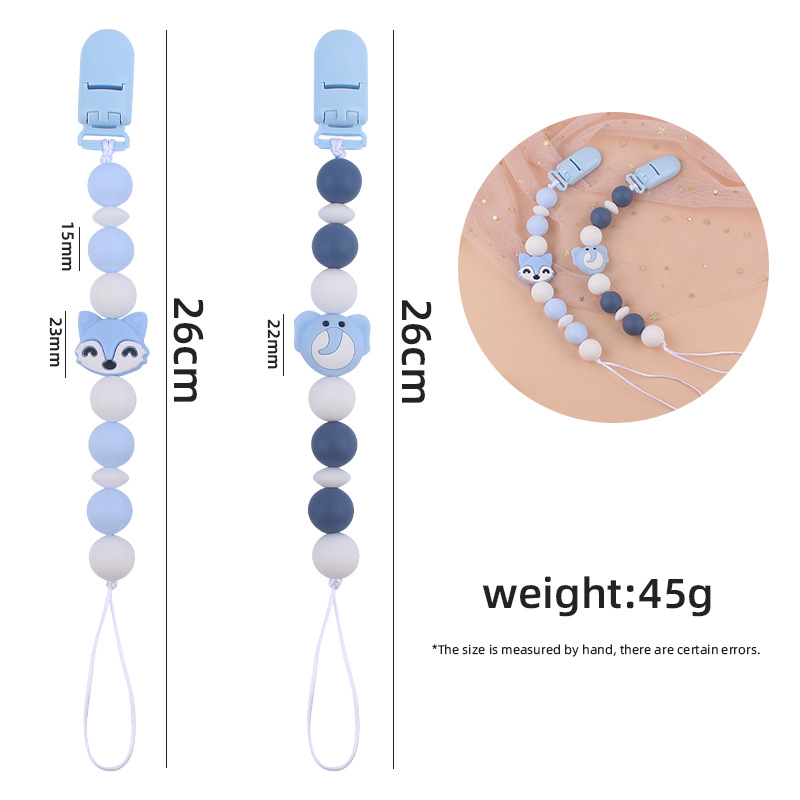 Suministros para bebés chupete cadena creativa bebé animal de silicona mordedura cadena anti-caída molar dos conjuntos